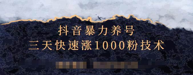 抖音暴力养号，三天快速涨1000粉技术【视频课程】-天天资源网