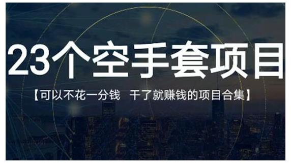 23个空手套项目大合集，0成本0投入，干了就赚钱纯空手套生意经-天天资源网