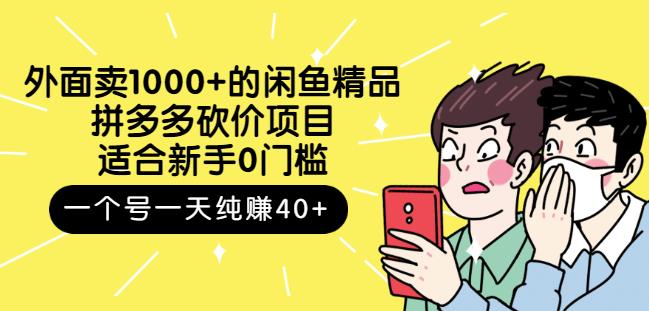 外面卖1000 的闲鱼精品：拼多多砍价项目，一个号一天纯赚40 适合新手0门槛-天天资源网