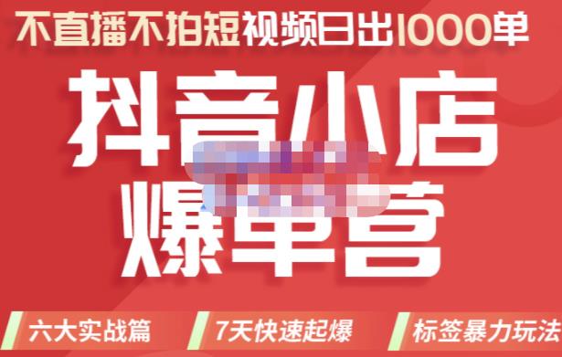 2022年抖音小店爆单营，不直播、不拍短视频、日出1000单，暴力玩法-天天资源网