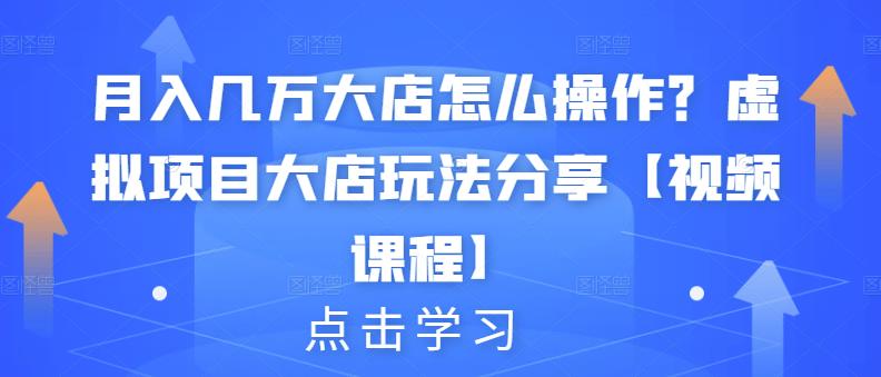 月入几万大店怎么操作？虚拟项目大店玩法分享【视频课程】-天天资源网