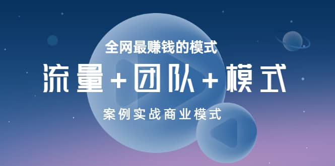 全网最赚钱的模式《流量 团队 模式》案例实战商业模式-天天资源网