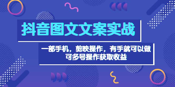 抖音图文毒文案实战：一部手机 剪映操作 有手就能做，单号日入几十 可多号-天天资源网