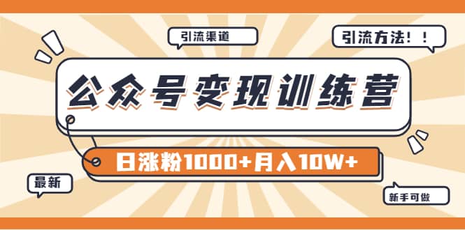 【某公众号变现营第二期】0成本日涨粉1000 让你月赚10W （8月24号更新）-天天资源网