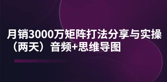 某线下培训：月销3000万矩阵打法分享与实操（两天）音频 思维导图-天天资源网