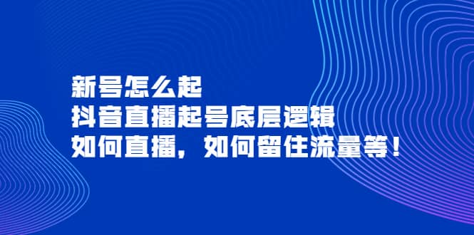 新号怎么起，抖音直播起号底层逻辑，如何直播，如何留住流量等-天天资源网