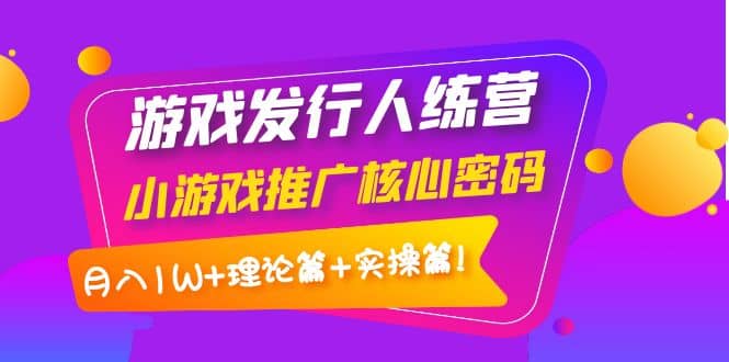 游戏发行人训练营：小游戏推广核心密码，理论篇 实操篇-天天资源网