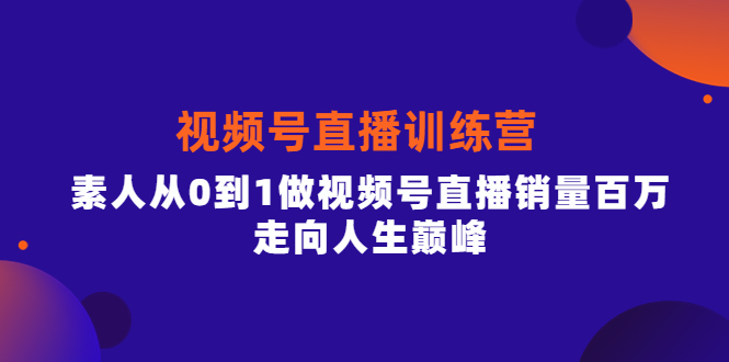 视频号直播训练营，素人从0到1做视频号直播销量百万，走向人生巅峰-天天资源网