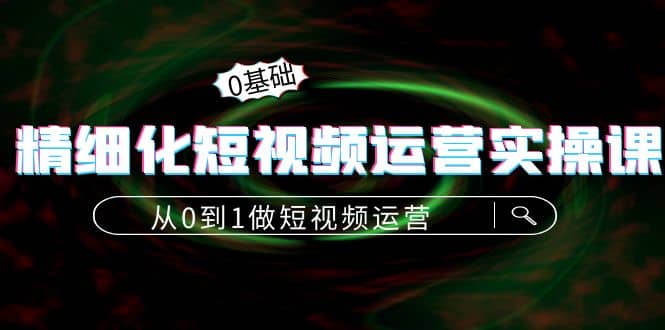 精细化短视频运营实操课，从0到1做短视频运营：算法篇 定位篇 内容篇-天天资源网