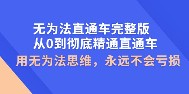无为法直通车完整版：从0到彻底精通直通车，用无为法思维，永远不会亏损-天天资源网
