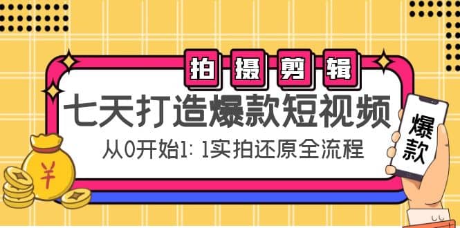 七天打造爆款短视频：拍摄 剪辑实操，从0开始1:1实拍还原实操全流程-天天资源网