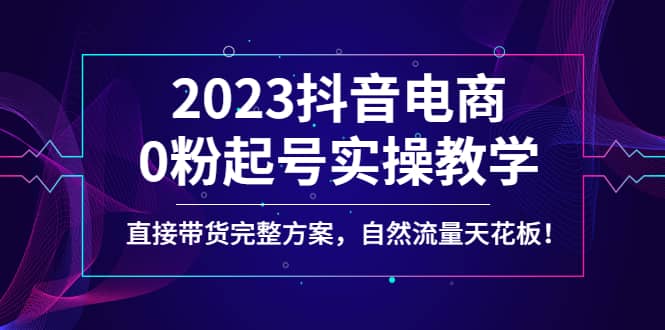 2023抖音电商0粉起号实操教学，直接带货完整方案，自然流量天花板-天天资源网
