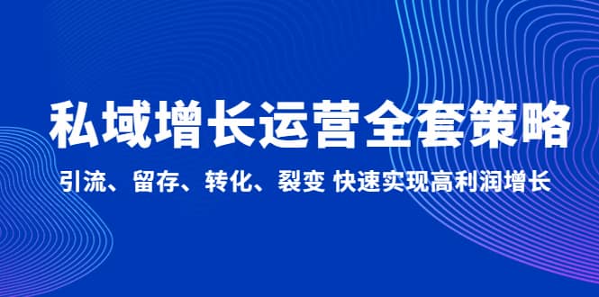 私域增长运营全套策略：引流、留存、转化、裂变 快速实现高利润增长-天天资源网