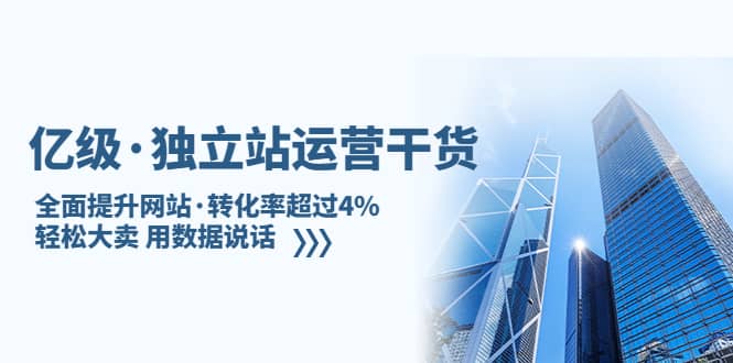 独立站运营干货：全面提升网站·转化率超过4%，轻松大卖 用数据说话-天天资源网