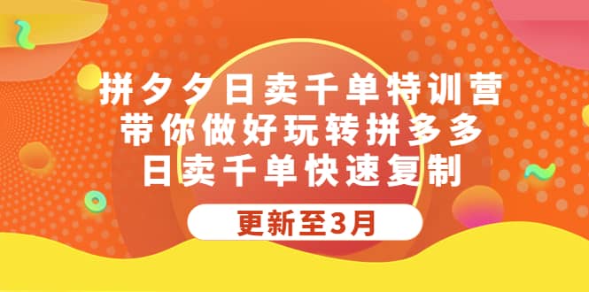 拼夕夕日卖千单特训营，带你做好玩转拼多多，日卖千单快速复制 (更新至3月)-天天资源网