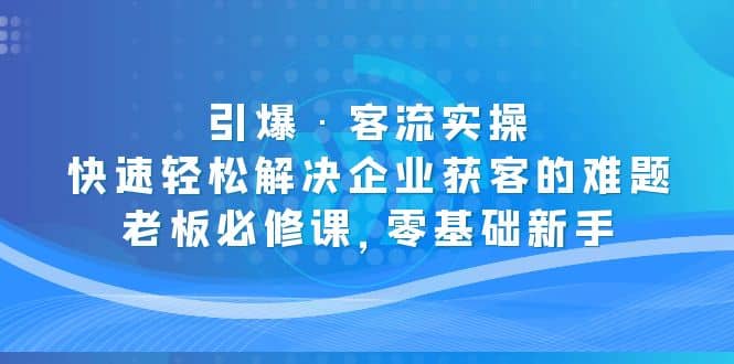 引爆·客流实操：快速轻松解决企业获客的难题，老板必修课，零基础新手-天天资源网