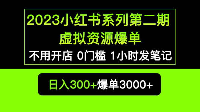 2023小红书系列第二期 虚拟资源私域变现爆单，不用开店简单暴利0门槛发笔记-天天资源网