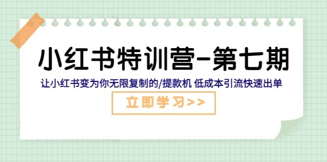 小红书特训营-第七期 让小红书变为你无限复制的/提款机 低成本引流快速出单-天天资源网