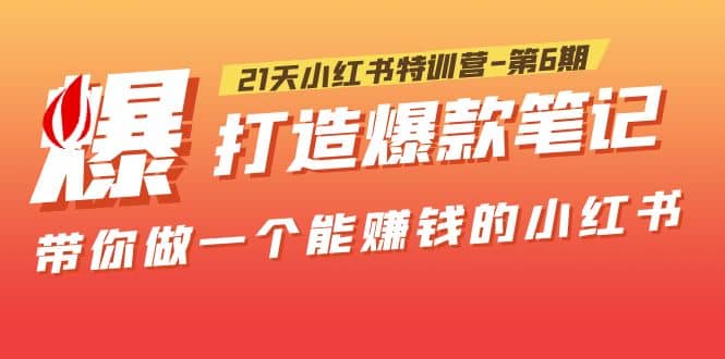 21天小红书特训营-第6期，打造爆款笔记，带你做一个能赚钱的小红书-天天资源网