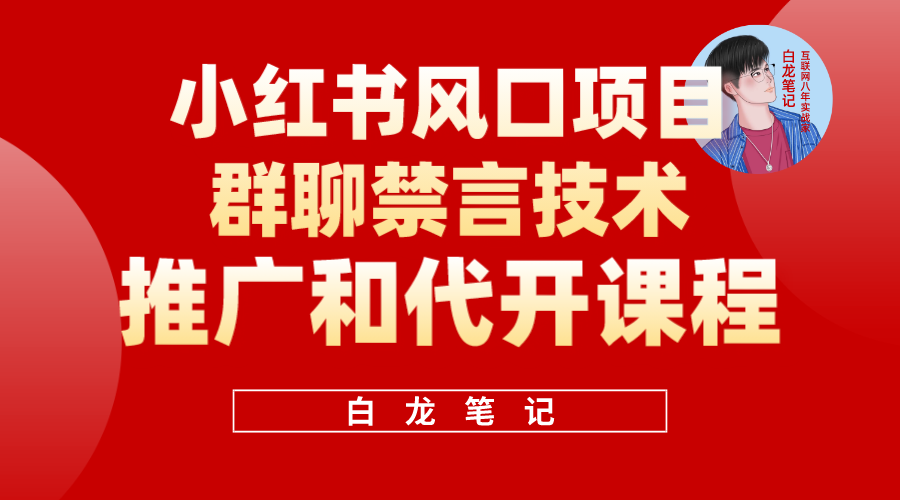 小红书风口项目日入300 ，小红书群聊禁言技术代开项目，适合新手操作-天天资源网