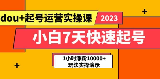 小白7天快速起号：dou 起号运营实操课，实战1小时涨粉10000 玩法演示-天天资源网