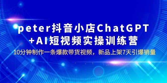 peter抖音小店ChatGPT AI短视频实训 10分钟做一条爆款带货视频 7天引爆销量-天天资源网