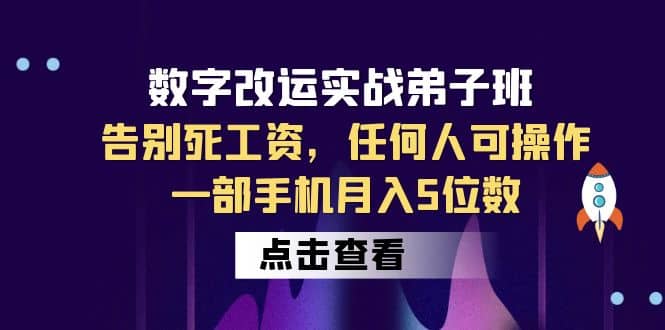 数字 改运实战弟子班：告别死工资，任何人可操作，一部手机月入5位数-天天资源网