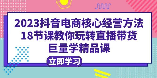 2023抖音电商核心经营方法：18节课教你玩转直播带货，巨量学精品课-天天资源网