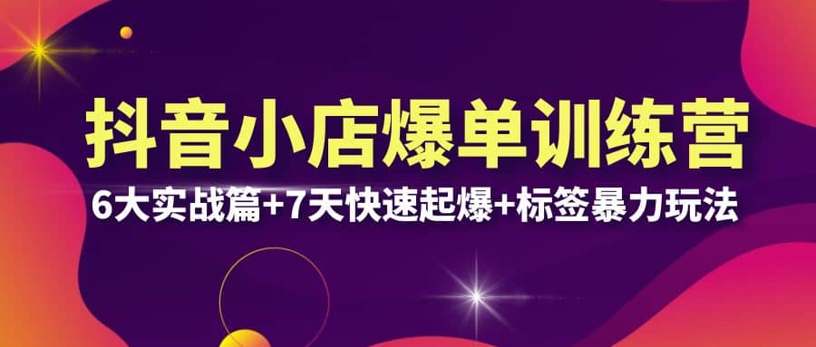 抖音小店爆单训练营VIP线下课：6大实战篇 7天快速起爆 标签暴力玩法(32节)-天天资源网