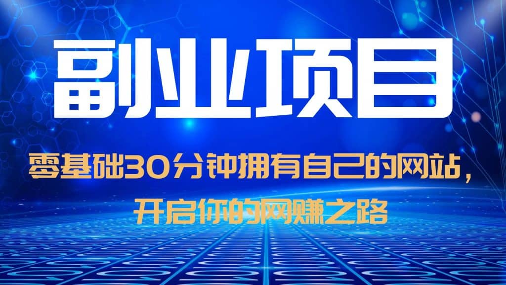 零基础30分钟拥有自己的网站，日赚1000 ，开启你的网赚之路（教程 源码）-天天资源网