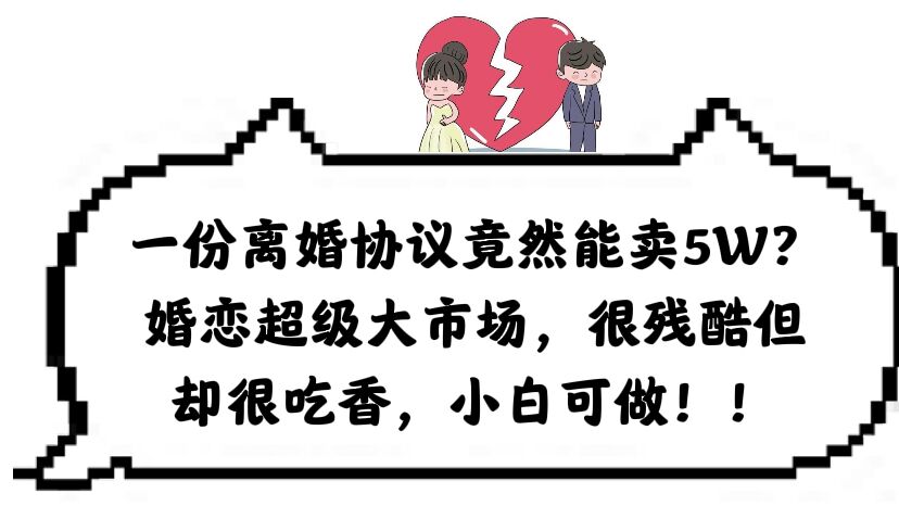 一份离婚协议竟然能卖5W？婚恋超级大市场，很残酷但却很吃香，小白可做-天天资源网