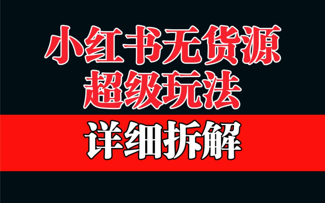 做小红书无货源，靠这个品日入1000保姆级教学-天天资源网