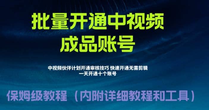 外面收费1980暴力开通中视频计划教程，附 快速通过中视频伙伴计划的办法-天天资源网