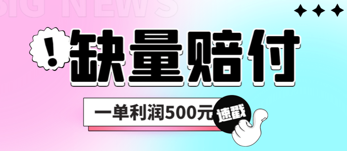 最新多平台缺量赔付玩法，简单操作一单利润500元-天天资源网