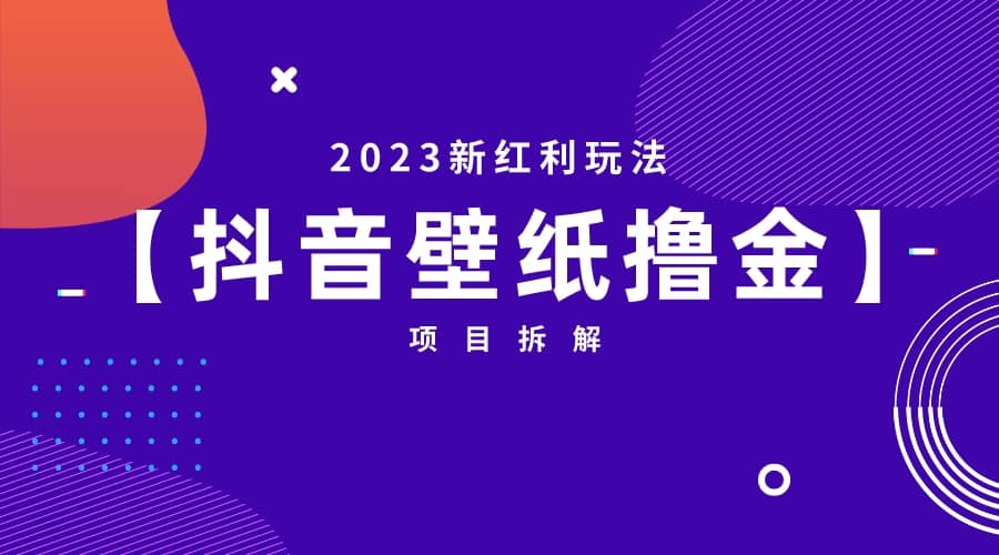 2023新红利玩法：抖音壁纸撸金项目-天天资源网