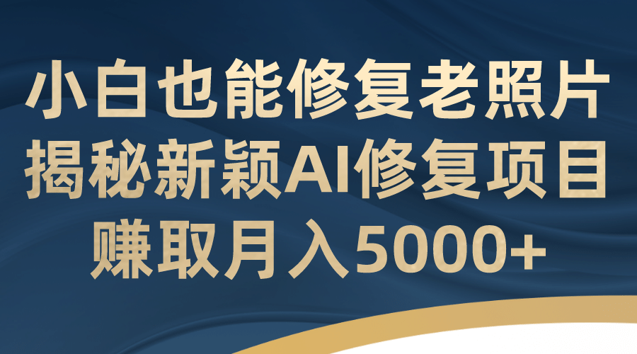 小白也能修复老照片！揭秘新颖AI修复项目，赚取月入5000-天天资源网