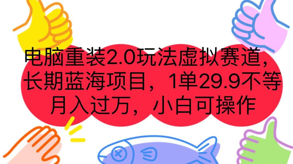 电脑重装2.0玩法虚拟赛道，长期蓝海项目 一单29.9不等 月入过万 小白可操作-天天资源网