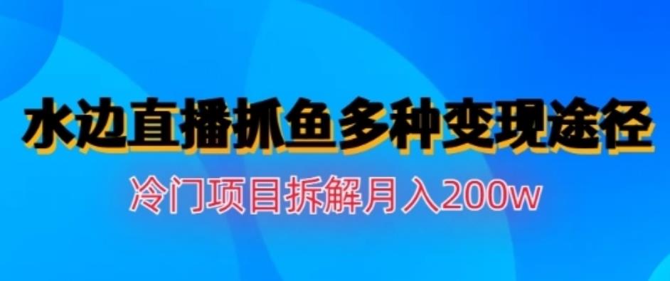水边直播抓鱼，多种变现途径冷门项目，月入200w拆解【揭秘】-天天资源网
