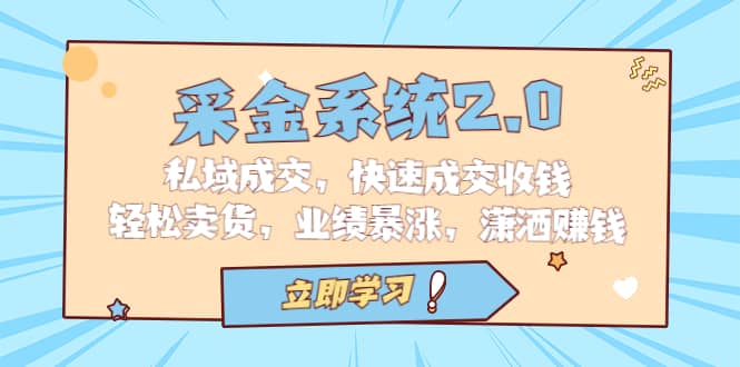 采金 系统2.0，私域成交，快速成交收钱，轻松卖货，业绩暴涨，潇洒赚钱-天天资源网