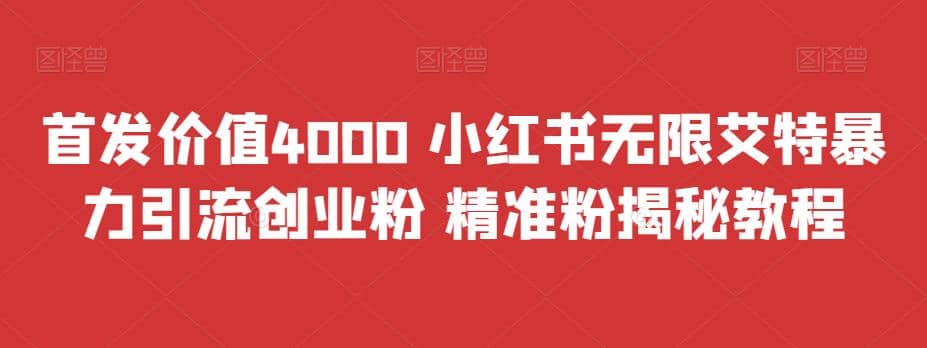 首发价值4000 小红书无限艾特暴力引流创业粉 精准粉揭秘教程-天天资源网