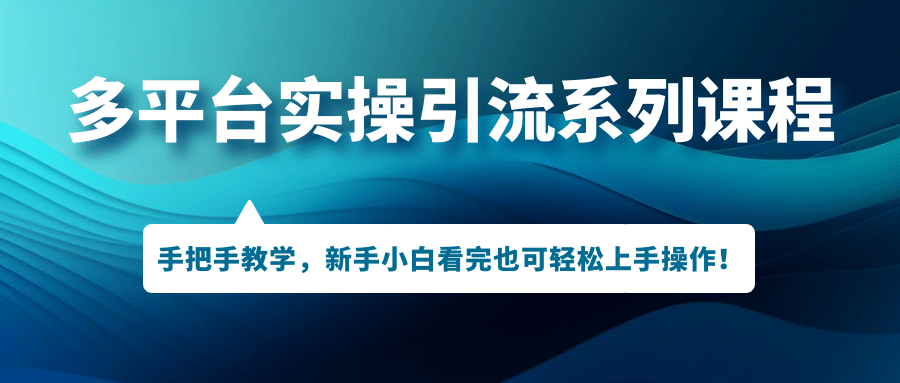 多平台实操引流系列课程，手把手教学，新手小白看完也可轻松上手引流操作-天天资源网