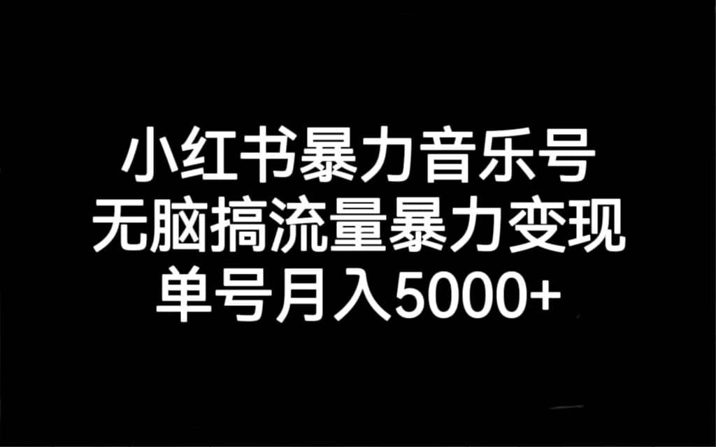 小红书暴力音乐号，无脑搞流量暴力变现，单号月入5000-天天资源网