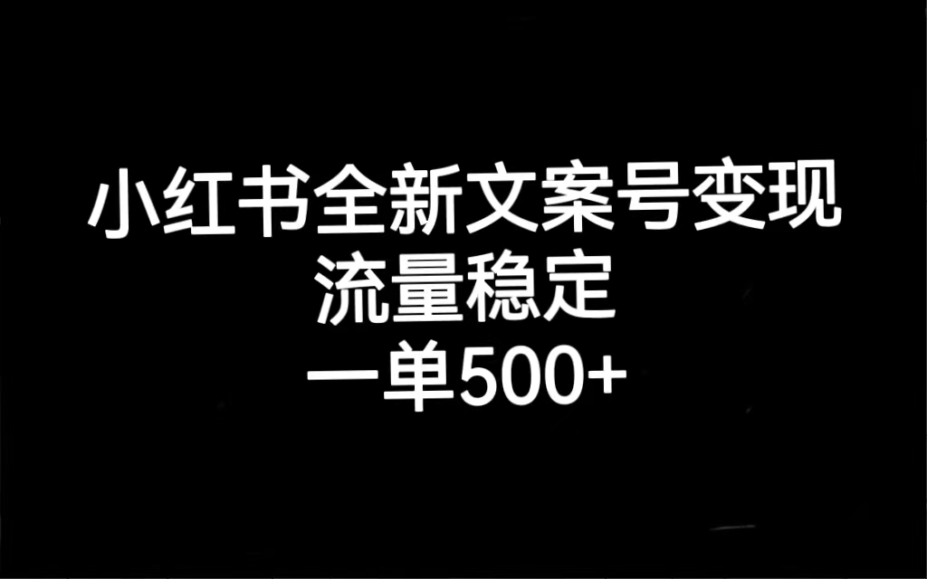 小红书全新文案号变现，流量稳定，一单收入500-天天资源网