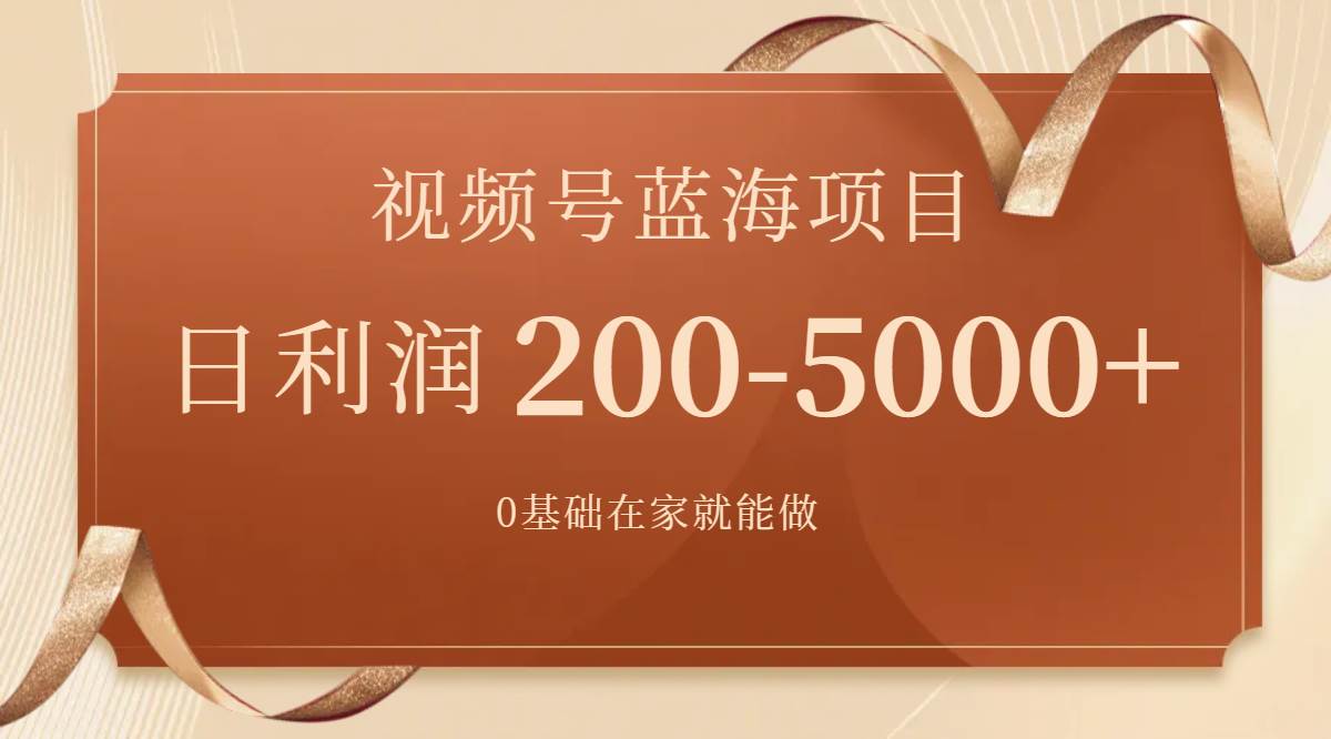 视频号蓝海项目，0基础在家也能做，一天200-5000 【附266G资料】-天天资源网