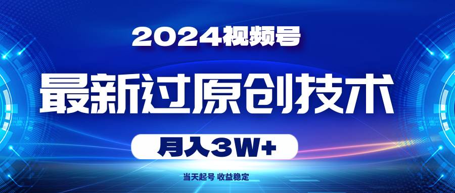 2024视频号最新过原创技术，当天起号，收益稳定，月入3W+-天天资源网