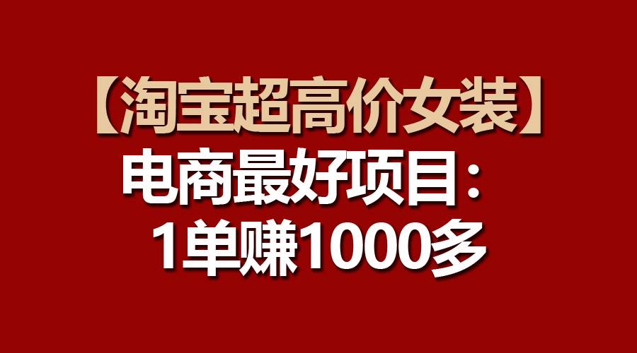 【淘宝超高价女装】电商最好项目：一单赚1000多-天天资源网