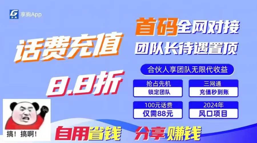 88折冲话费，立马到账，刚需市场人人需要，自用省钱分享轻松日入千元，…-天天资源网