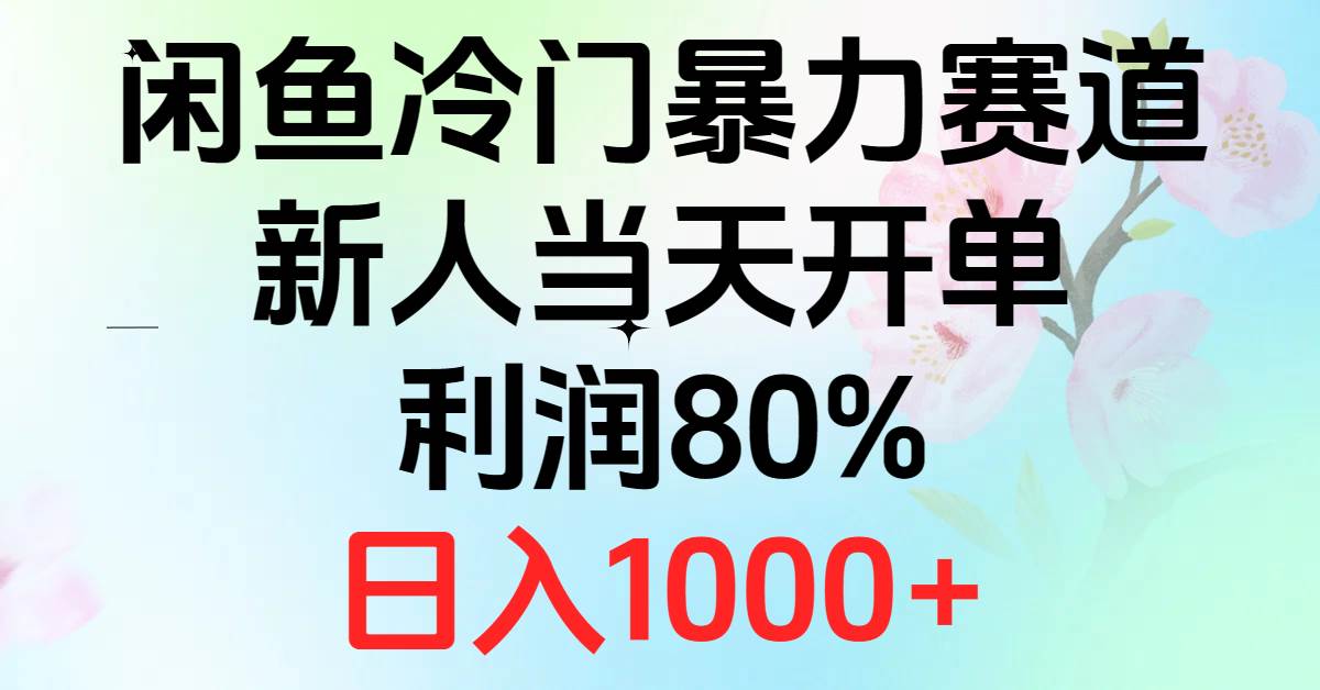 2024闲鱼冷门暴力赛道，新人当天开单，利润80%，日入1000+-天天资源网
