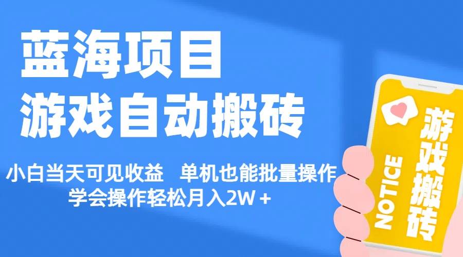【蓝海项目】游戏自动搬砖 小白当天可见收益 单机也能批量操作 学会操…-天天资源网