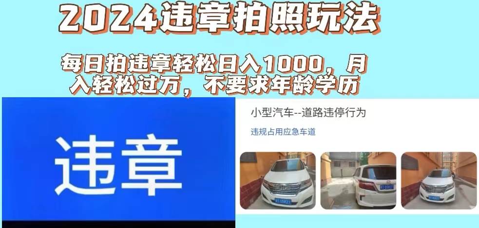 2024违章拍照新玩法，推广躺赚+拍照赚钱双模式，日入1000+-天天资源网